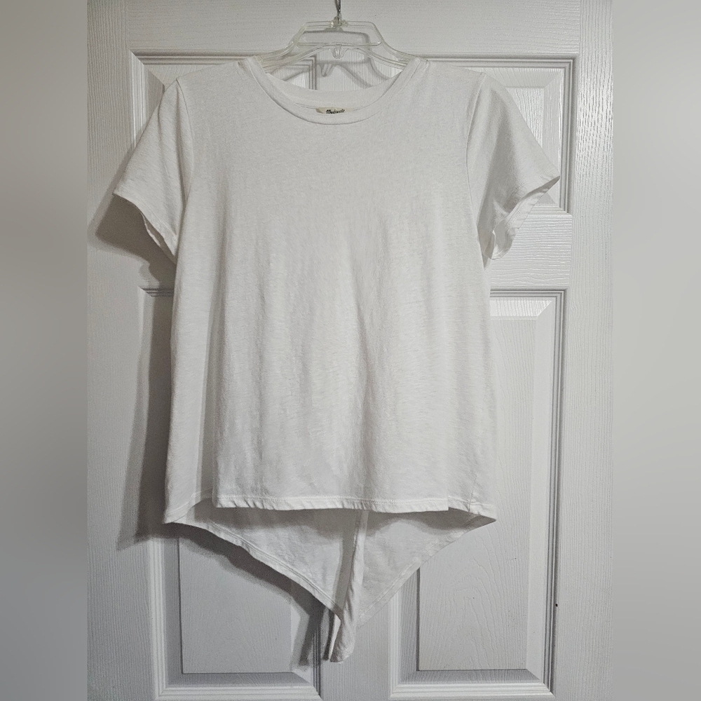 Madewell White Asymmetrical Hem Tee